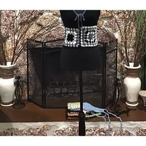 crocheted “granny square” stitch halter top. lace up front and back.